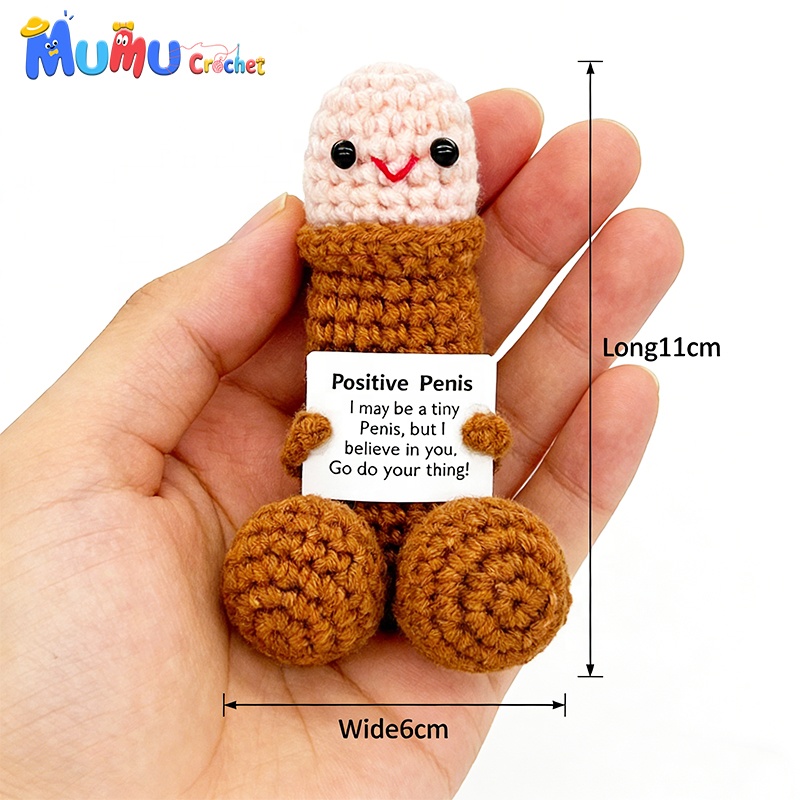 Emotional Support Funny Face Crochet Penis Doll Amigurumi Handmade For Stress Relief Gift Custom Wholesale