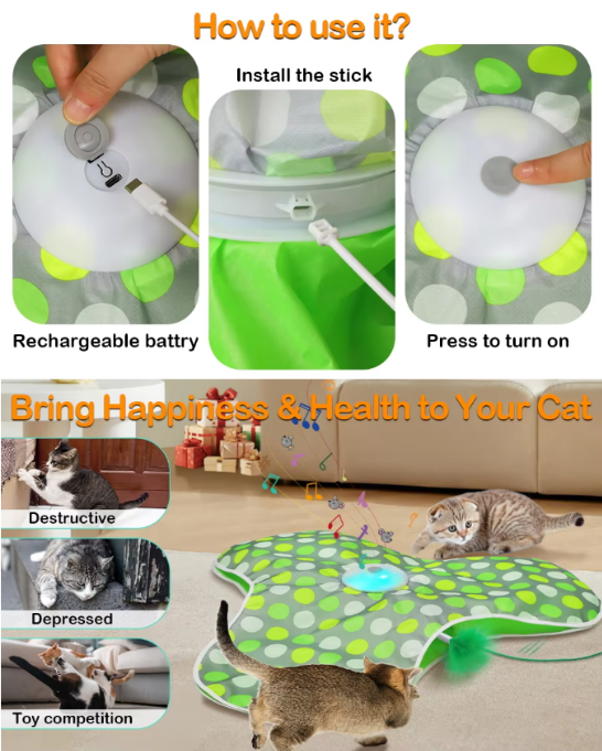 Interactive Eco-friendly Plastic Cat Hunting Toy with Motion-Activated Indoor Play Hide and Seek Feature Rechargeable