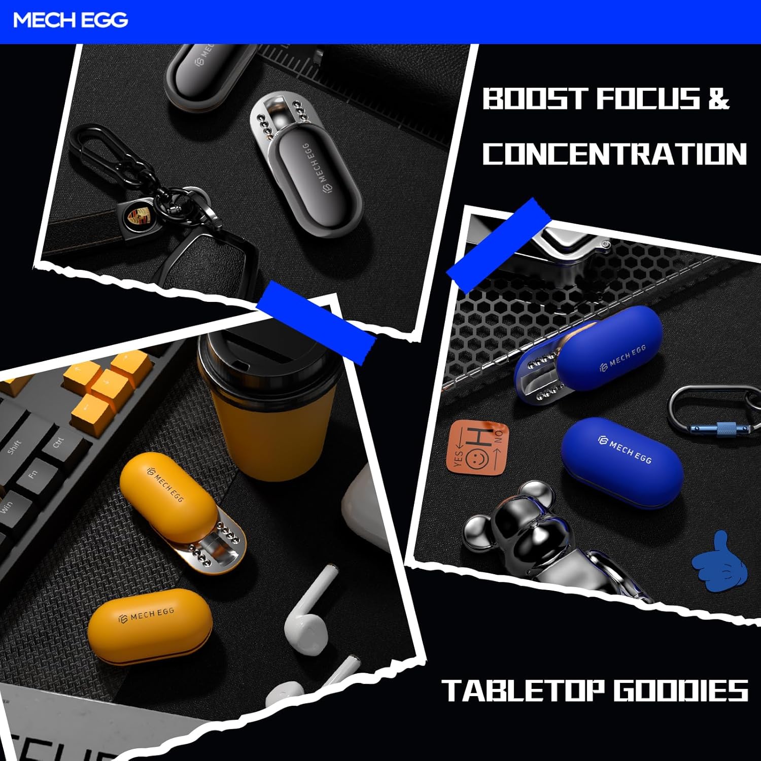 Mech Egg Metal Fidget Slider Push Egg EDC Fidget Toys Adults Sensory Toys Home Office Executive Desk Toys For ADHD ADD Autism