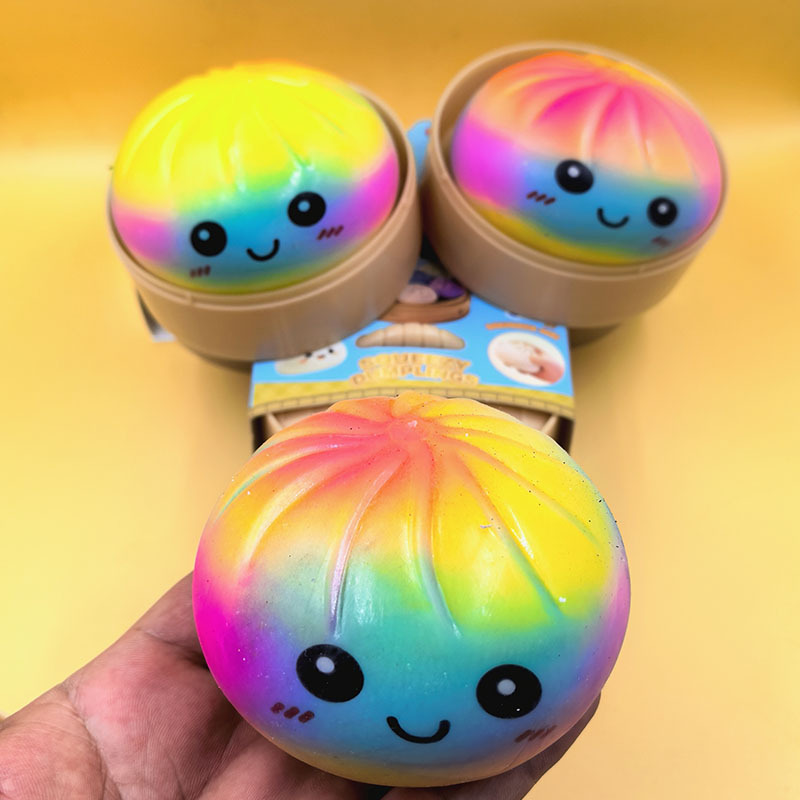Steamed Bun TPR Squeeze Toy Portable Soft Non-Stick Squeezing Bouncing Fun Stress-Relief Food Toy