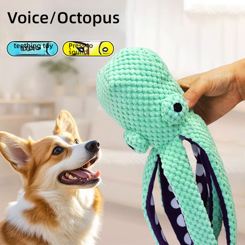 Cute Classic Novelty Cartoon Octopus Plush Chew Toy Tug Tentacles Eco-Friendly Durable Interactive Play Dental Cleaning Boredom