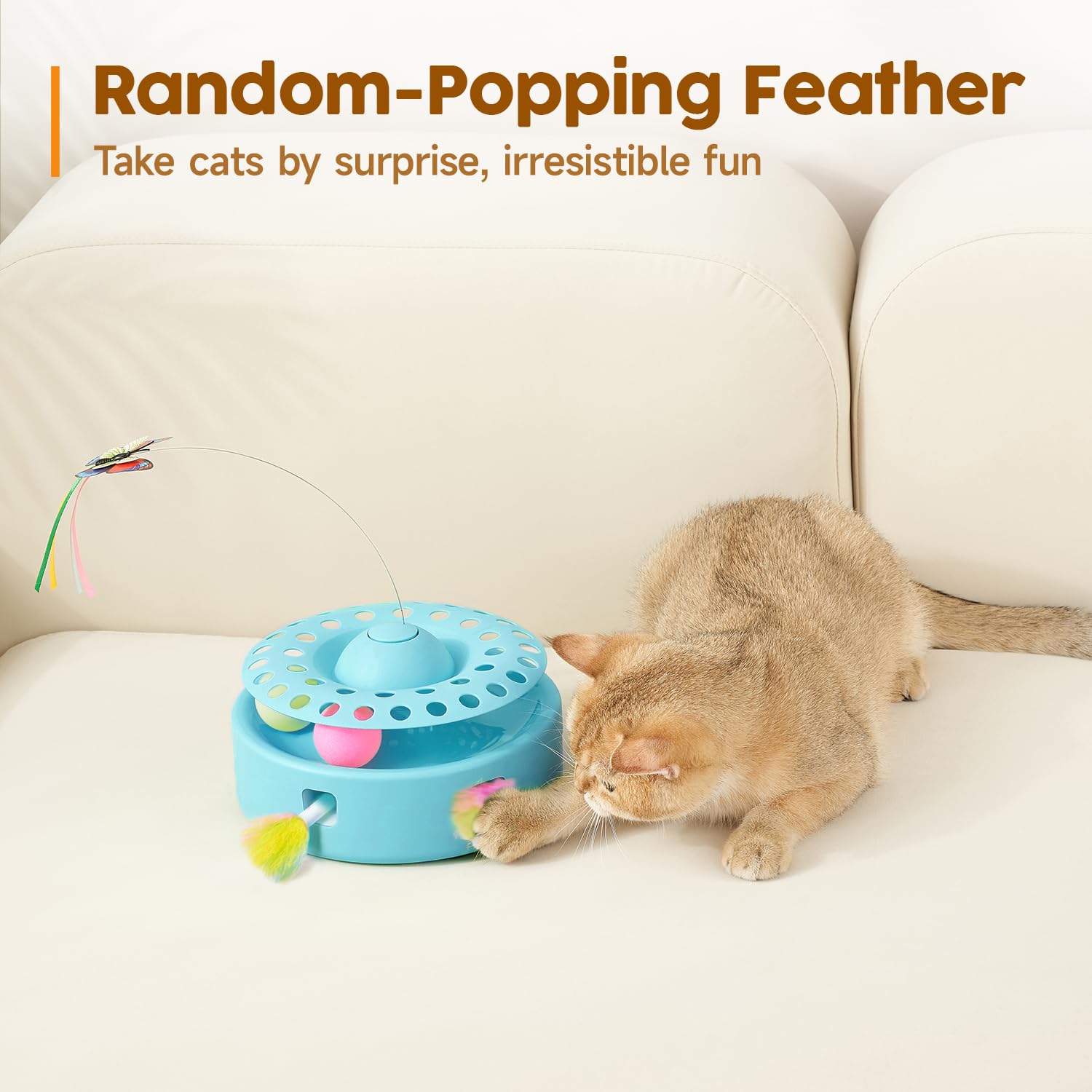 Automatic Multifunctional Cat Interactive Toy Butterfly Feather Rolling Ball Dual Power USB Charging Pet Play Toy