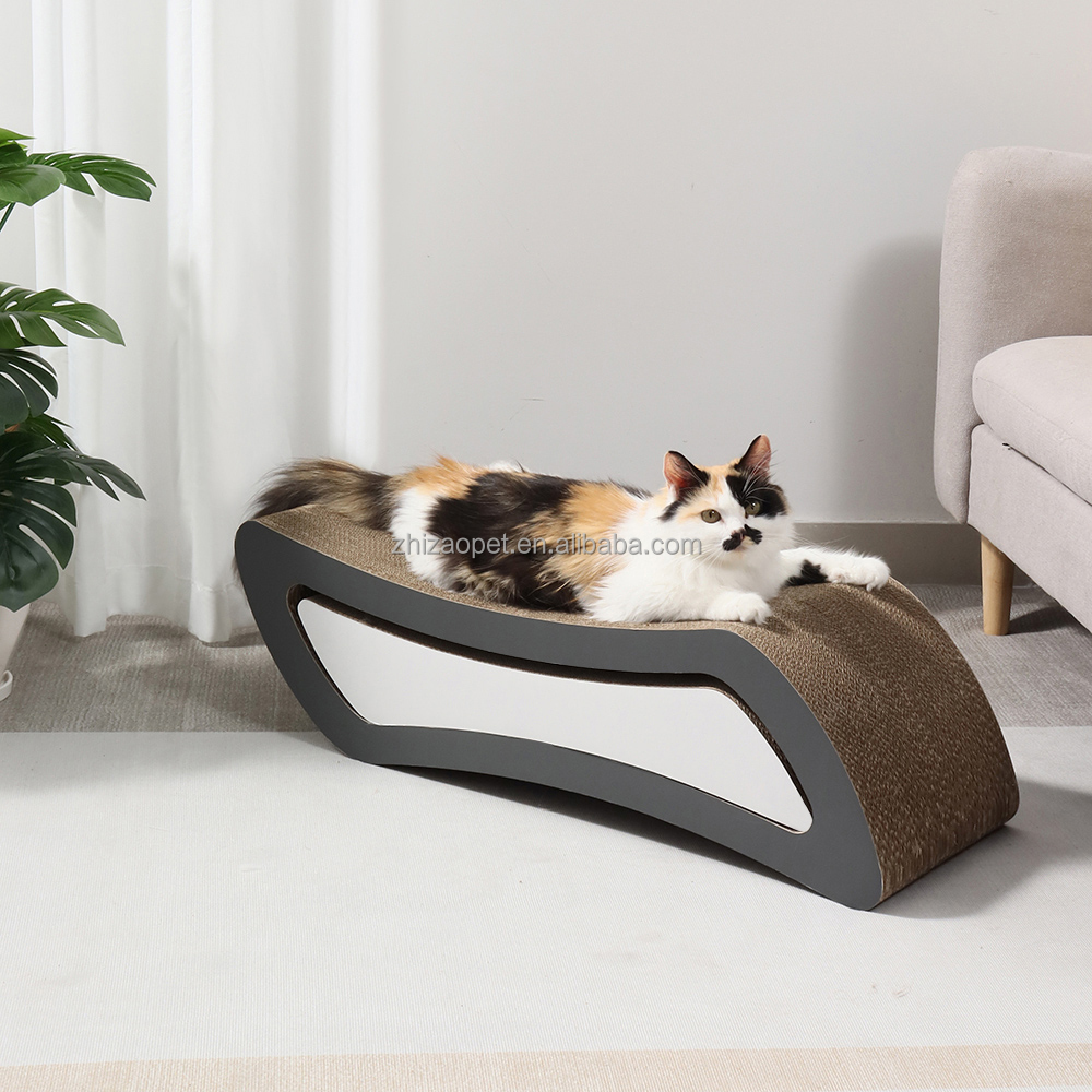 Cat Scratch Board Set Corrugated Paper &amp; Scratch-Resistant Wooden Material Interactive Pet Movement Toy-2-Piece Set