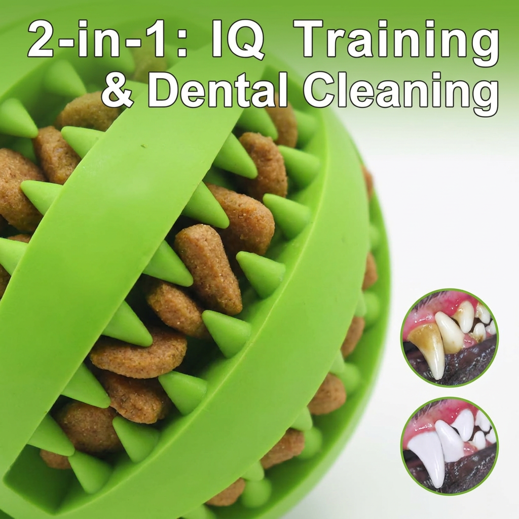 Interactive Rolling Dog Ball Slow Feeder Treat Dispensing Toy Durable Rubber Pet Chew Toys For Daily Play