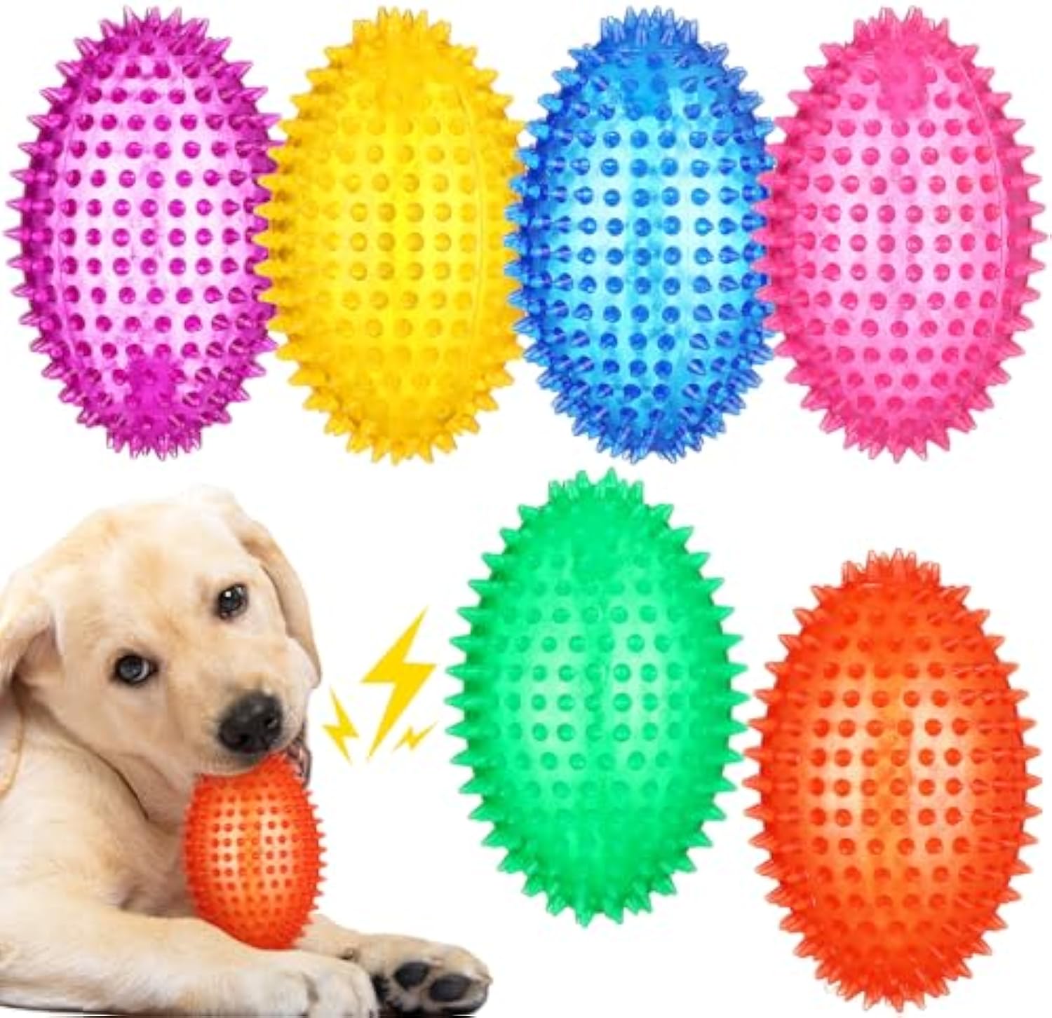 4.5 Inches Wholesale Squeaky Spiky Squeaker Football Dog Toy Ball Fetch Toys for Training