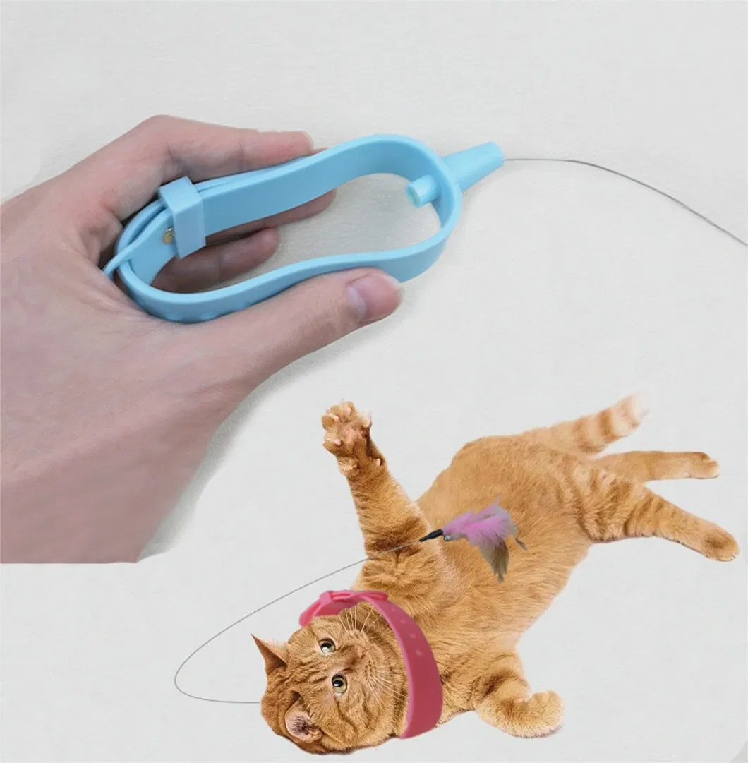Hand Free Wire Teaser Wands Interactive Teaser Kitten Collar Cat Feather Toy