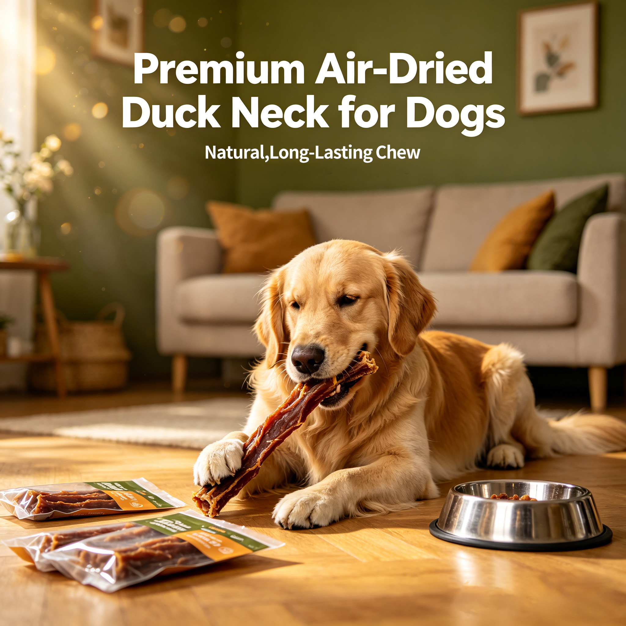 Natural Air Dried Duck Neck Dog Chew Treats Grain Free Teeth Cleaning Molar Snack Low Fat High Absorption Training Reward Dogs