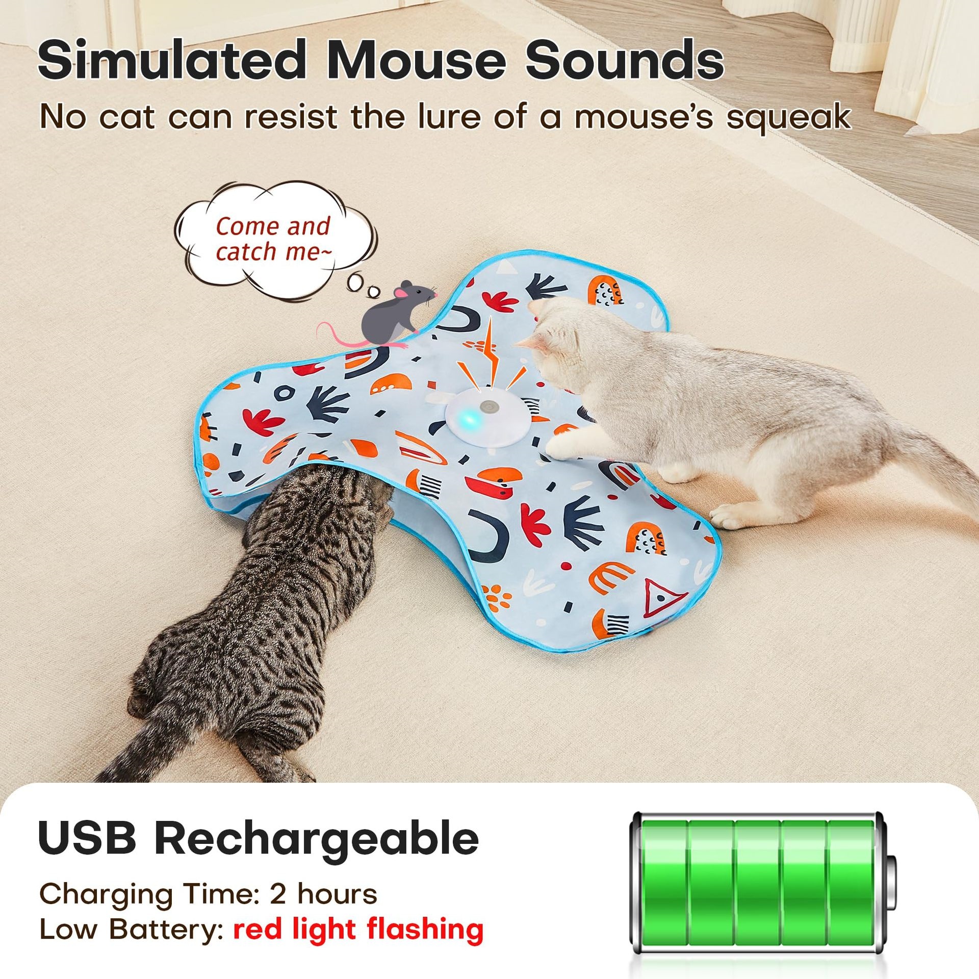 Low MOQ Interactive Motion Activated Moving Feather Chirping Cat Toy Rechargeable Cat Exercise Toys for Indoor Bored Adult Cats
