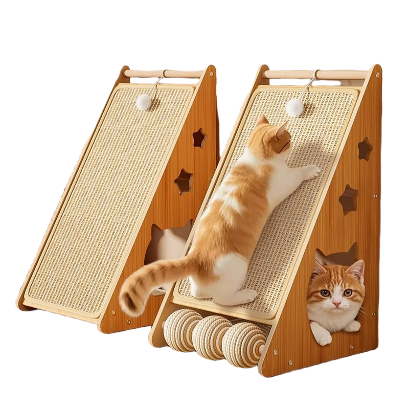 Newly Designed Modern Large Wood Cat Scratching Post Durable Interactive Toy for Cats Indoor Outdoor Use