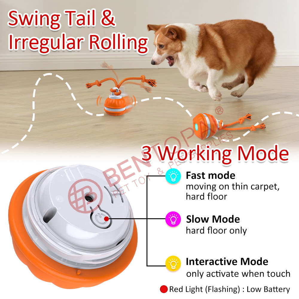 Peppy Pet Ball for Dogs - Interactive Motion Activated Rolling Ball for Puppies/Small Dogs