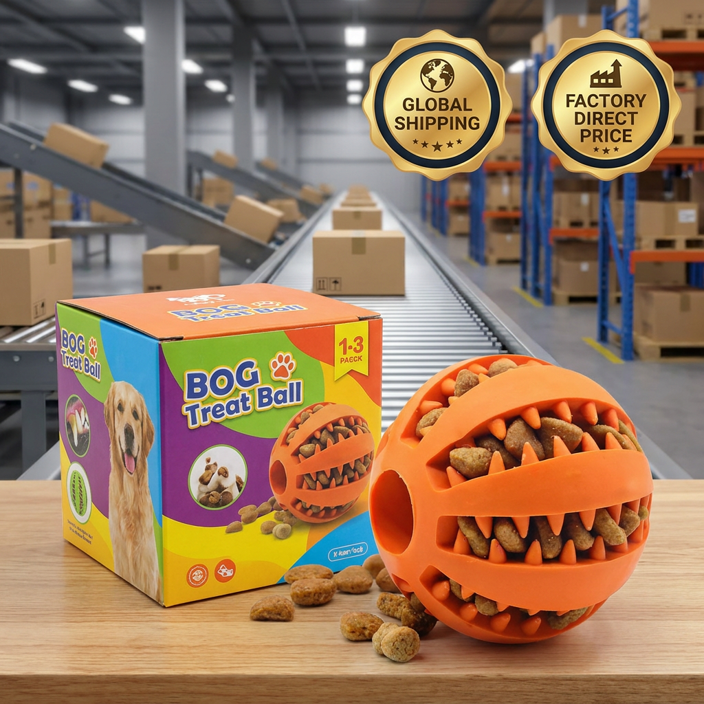 Interactive Rolling Dog Ball Slow Feeder Treat Dispensing Toy Durable Rubber Pet Chew Toys For Daily Play