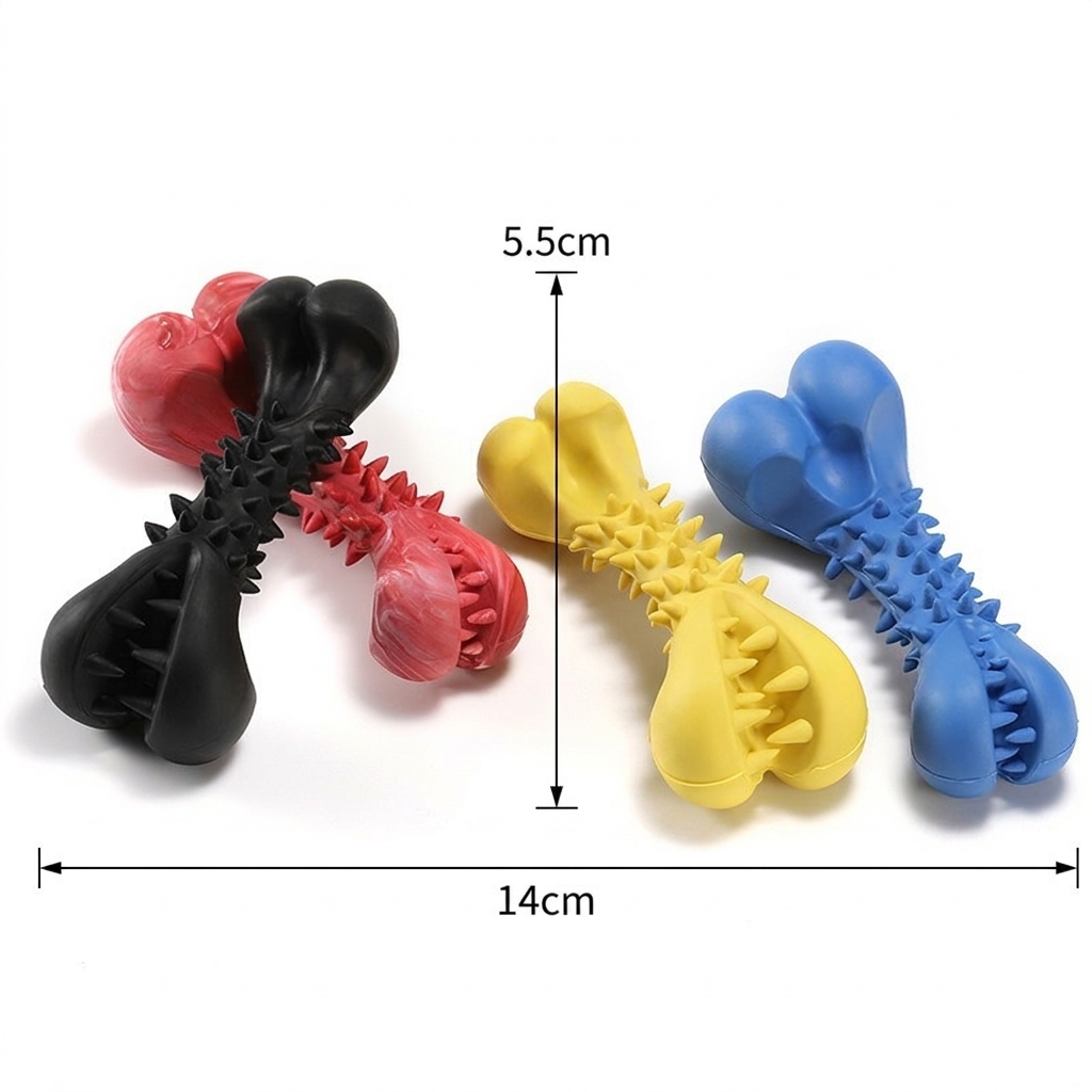 Custom Eco-Friendly Rubber Heavy Duty Dog Chew Bone Shape Durable Spiky Dental Cleaning Toy for Aggressive Chewers