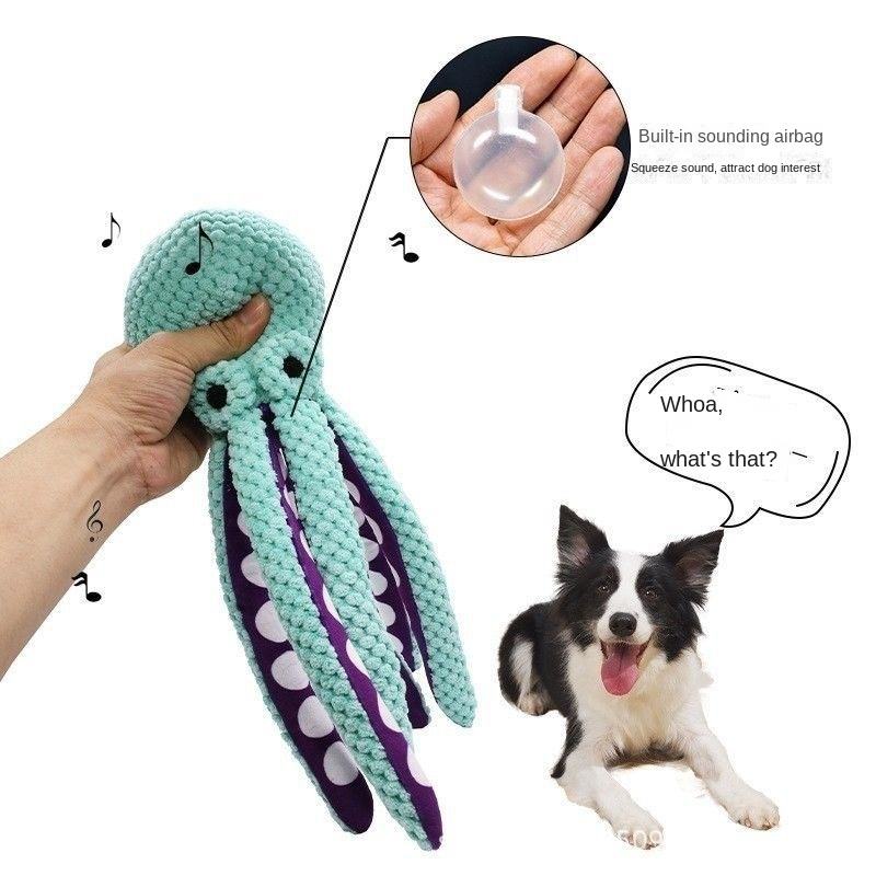 Eco-Friendly Luxury Classic Cartoon Lifelike Octopus Dog Toys Large Squeaky Plush for Small Medium Large Dogs Training Reward