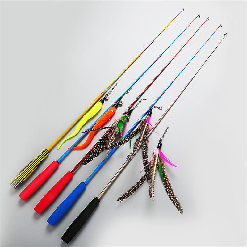 Retractablet Wand Teaser with Feather Cat Toy
