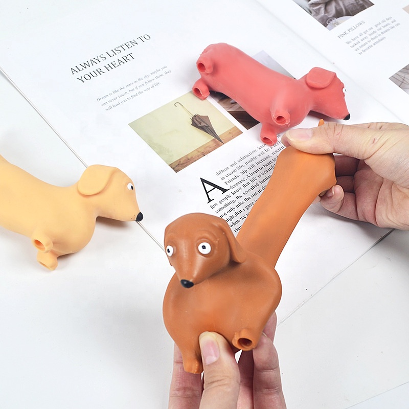 Elastic Dachshund Toy Stretchable Design Sand Filled Sensory Fidget for Pet Anxiety Relief Stress Reduction Gift