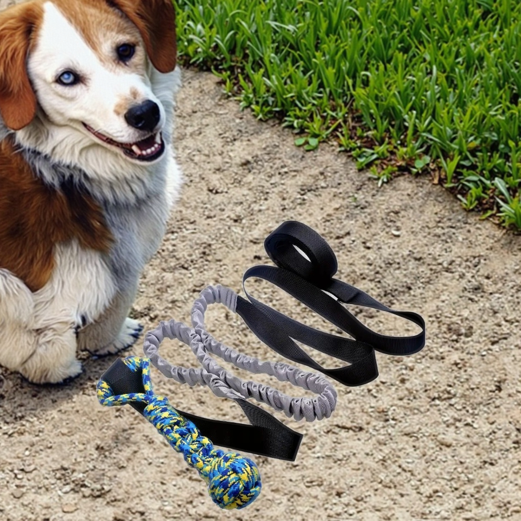 Indoor and Outdoor Pet Dog Tug-of-War Rope Toys Multi-Functional Elastic Pulling Rope Ball Interactive Chew Toys