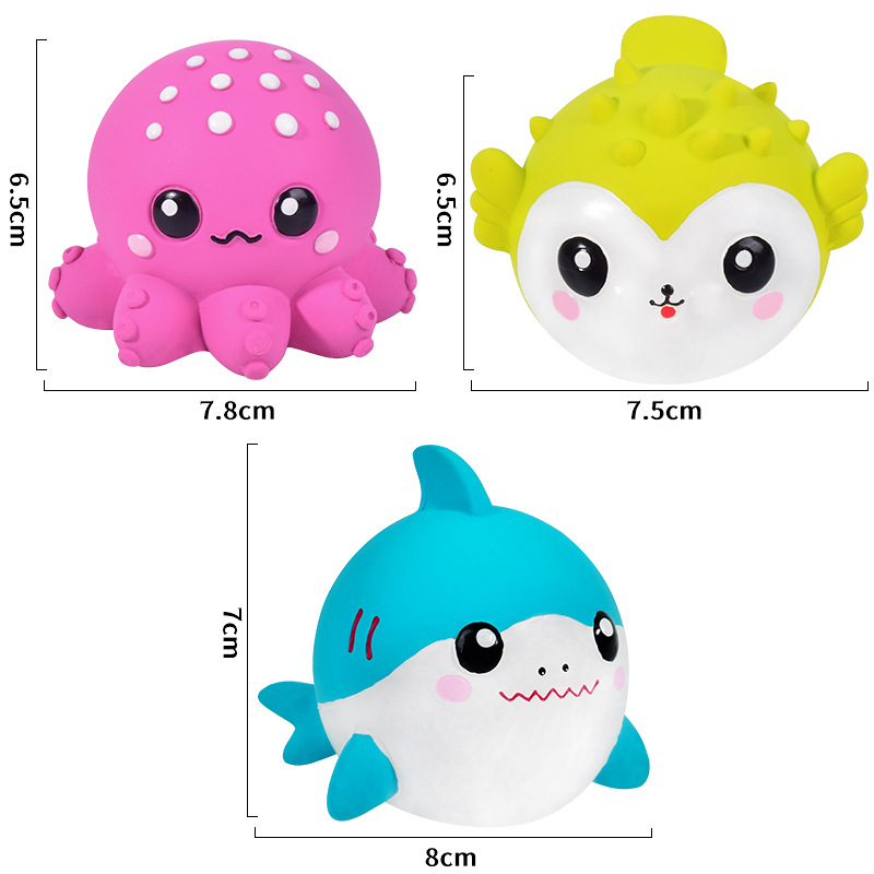 Eco-Friendly Classic Plush Octopus Shark Pet Toy Floating Water Puffer Dog Toy with Self-Hi Sound for Cats Marine Animal Style