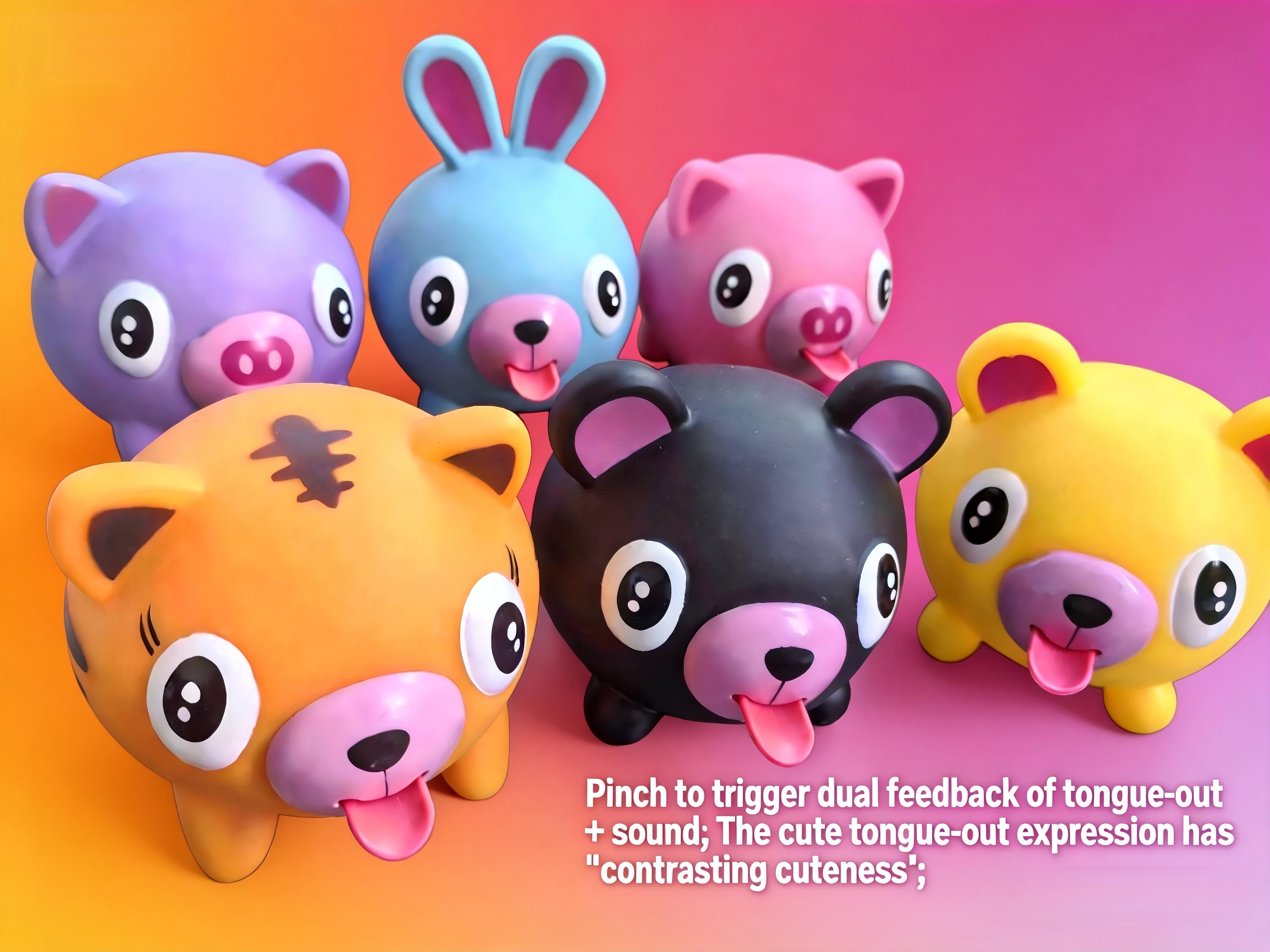 PVC Pig Decompression Tongue Squeaky Toy Squeeze-To-Play Musical Funny Toy with Loud Sound for Ages 5-7 Celebrations