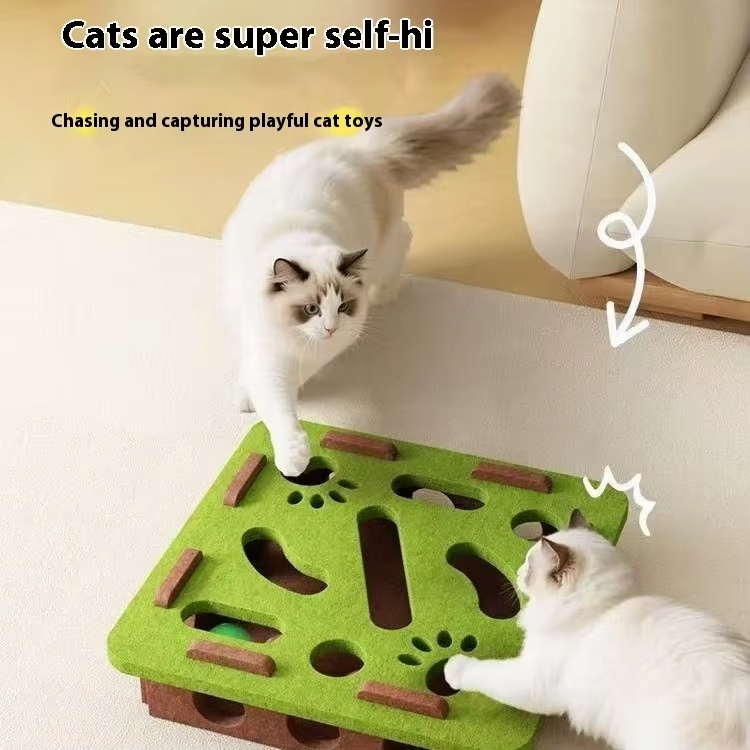 2026 New Cat Toys Interactive Toy Ball Maze Puzzle Game Box Felt Material Interesting Pet Cat Toys 3 Colors