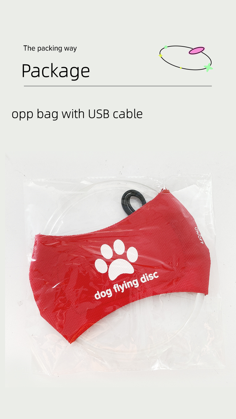 USB Rechargeable Eco-Friendly LED Flying Disc Outdoor Dog Fetch Night Luminous Light Training Pet Toy Nylon/Pu Fashion Design