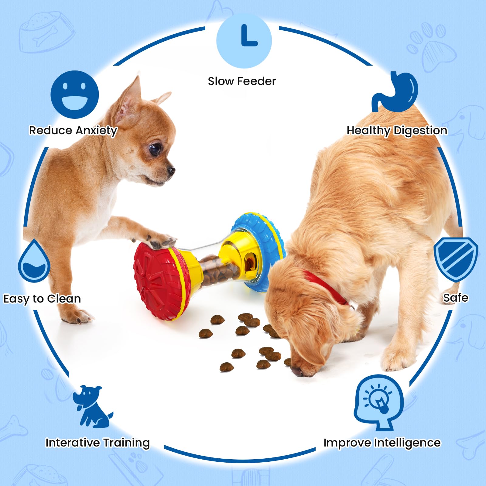 Yellow Dog Enrichment Puzzle Toy Interactive Treat Dispenser Slow Eating Training Pet Chew Toy