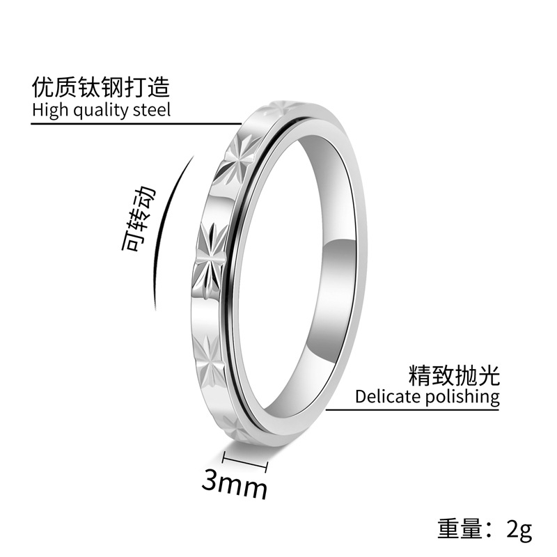 New Wholesale Stainless Steel Rotatable Fidget Ring Hypoallergenic Waterproof Non Tarnish Anxiety Relief Band Minimalist Gift