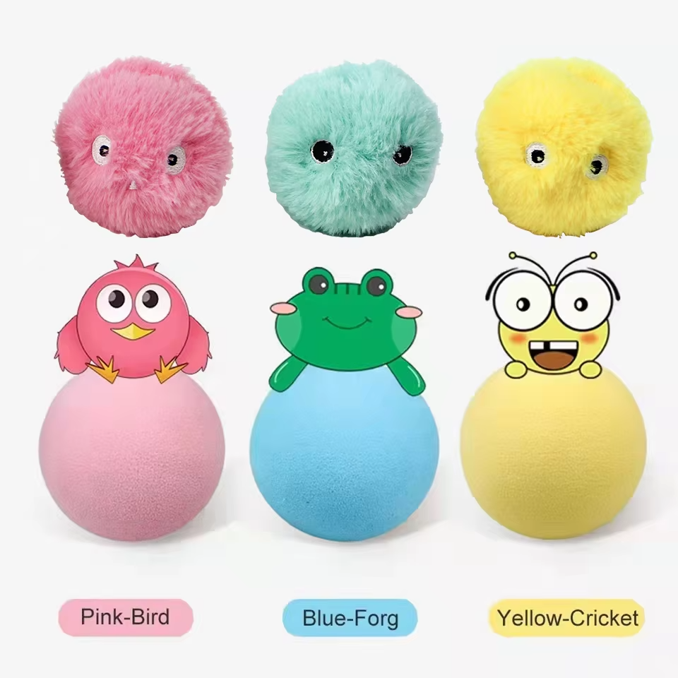 Interactive Cat Ball Smart Cat Toys Plush Electronic Pet Catnip Toy Training Automatic Sounding Squeak Toy Ball Cat Supplies