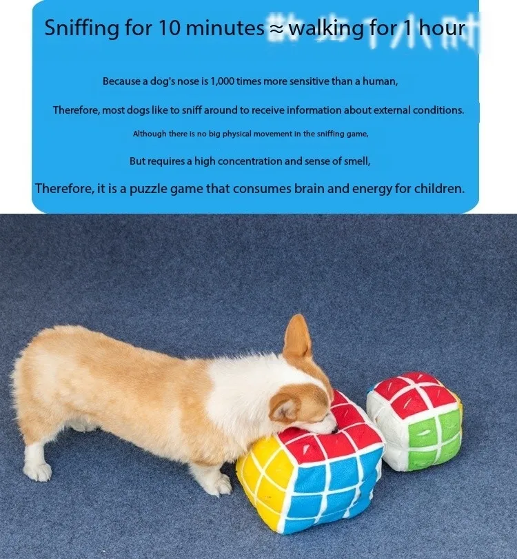 Pet Cube Sniffing Toy Dog Enrichment Chew Toys Puzzle Hiding Food Interactive Toy