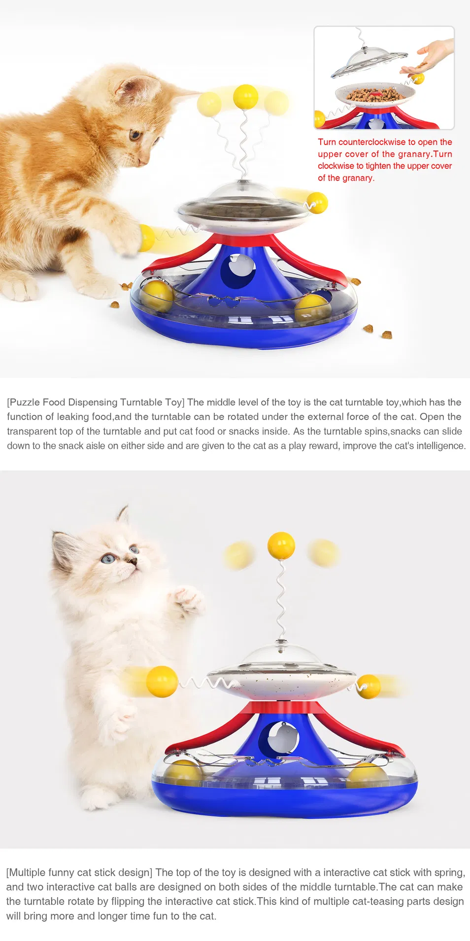 Interactive Cat Toys Self-Playing Cat Toys Feather Teaser Wand Multi-Sensory Cat Toys