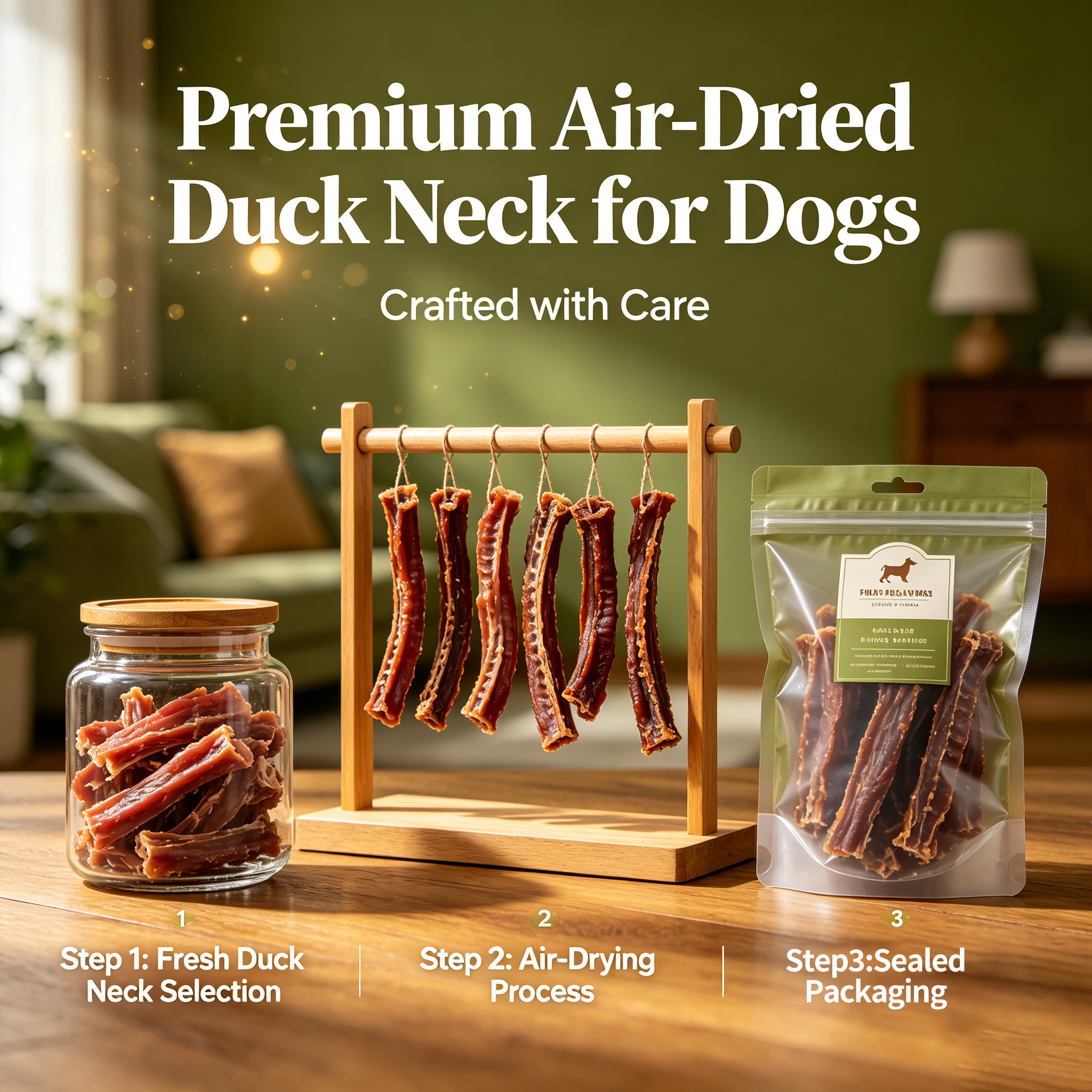Natural Air Dried Duck Neck Dog Chew Treats Grain Free Teeth Cleaning Molar Snack Low Fat High Absorption Training Reward Dogs