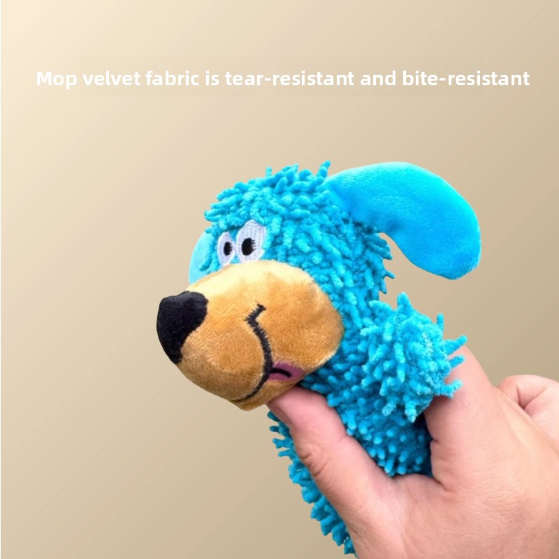 Screaming Plush Blue Dog Teether Interactive Sounding Oral Cleaning Toy