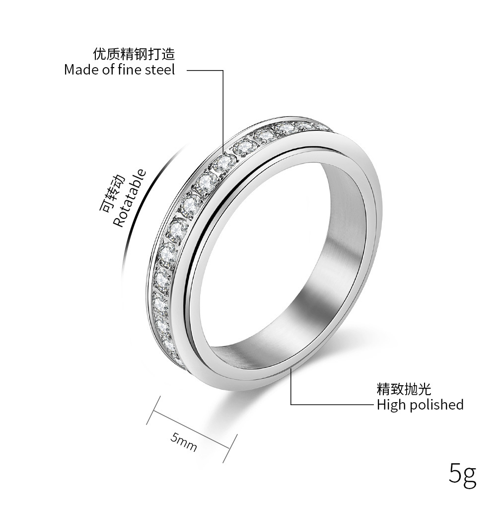 Wholesale Stock Stainless Steel Smooth Spin Spinner Ring Anxiety Fidget Stress Relief Band Daily Wear Gift For Female