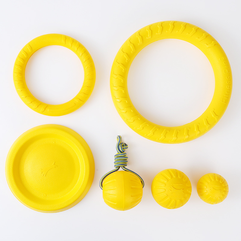 Yellow 9 cm Floatable Durafoam Outside Water Eva Foam Floating Ball Ring Pet Dog Toy for Dog