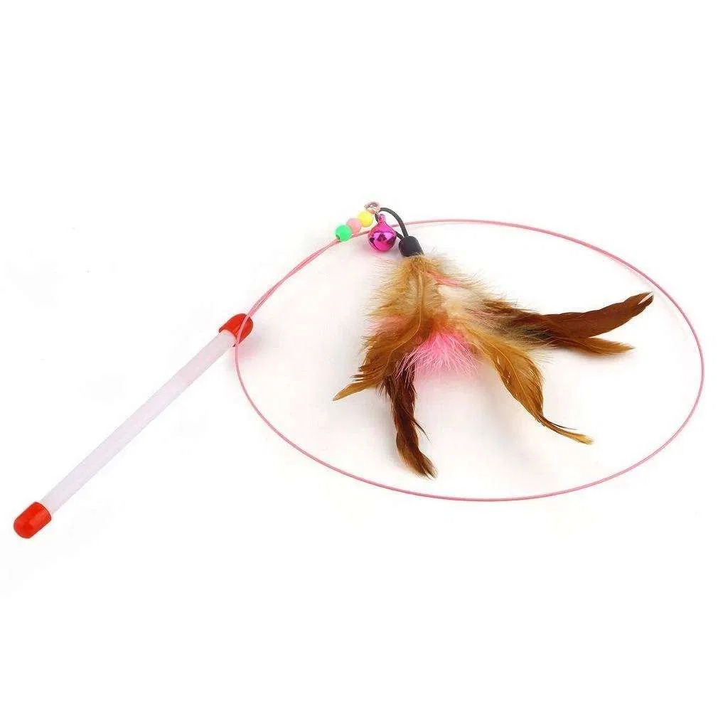 Interactive Cat Toy Funny Feather with Bell Simulation Bird Pet Cat Stick Toy Kitten Teaser Wand Interactive Cats Toy