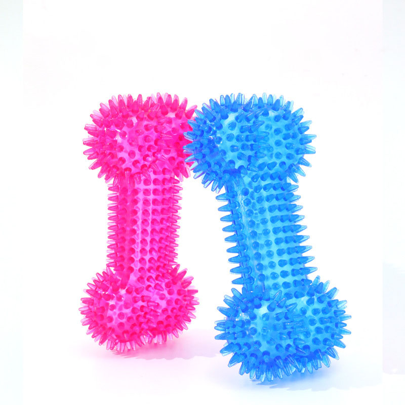 Hot Selling Simple Bone Shape TPR Chewing Dog Toy Squeaker Interactive Molar Resistant Bite Durable