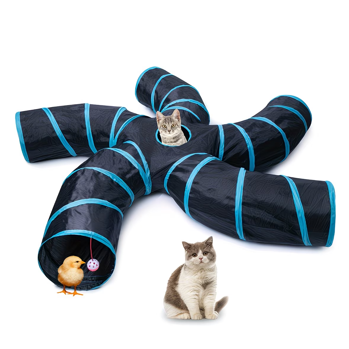 Wholesale Cat Play Tunnel Toy Rolling Ball Polyester Foldable Multi Shape Activity Tube Interactive Pet Toy