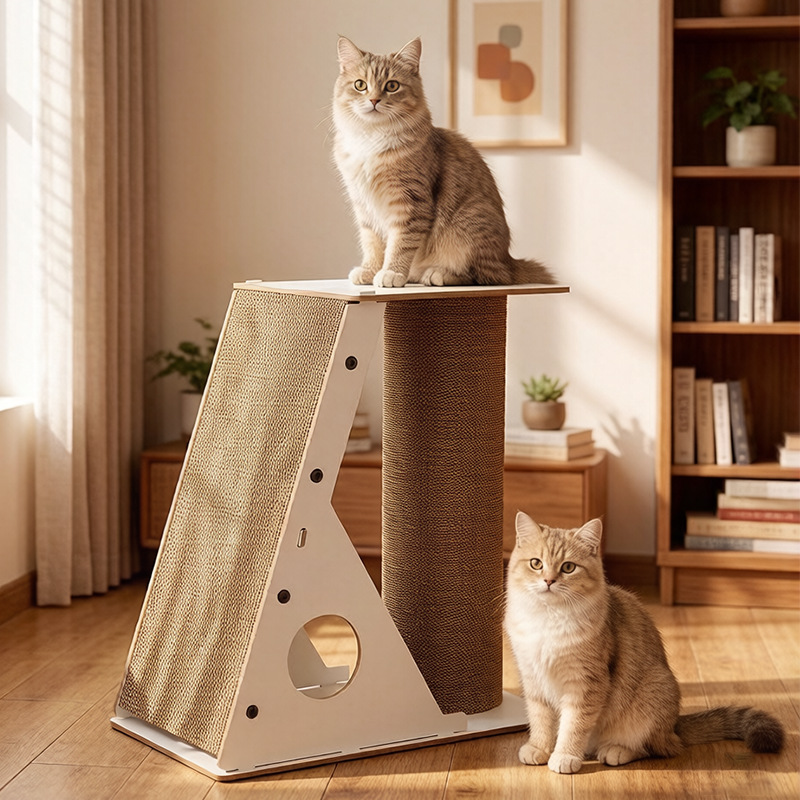OEM Wholesale L-shaped Cat Scratcher Upright Cat Bed All-in-One Large Corrugated Cardboard Cat Claw Board Cat Scratcher
