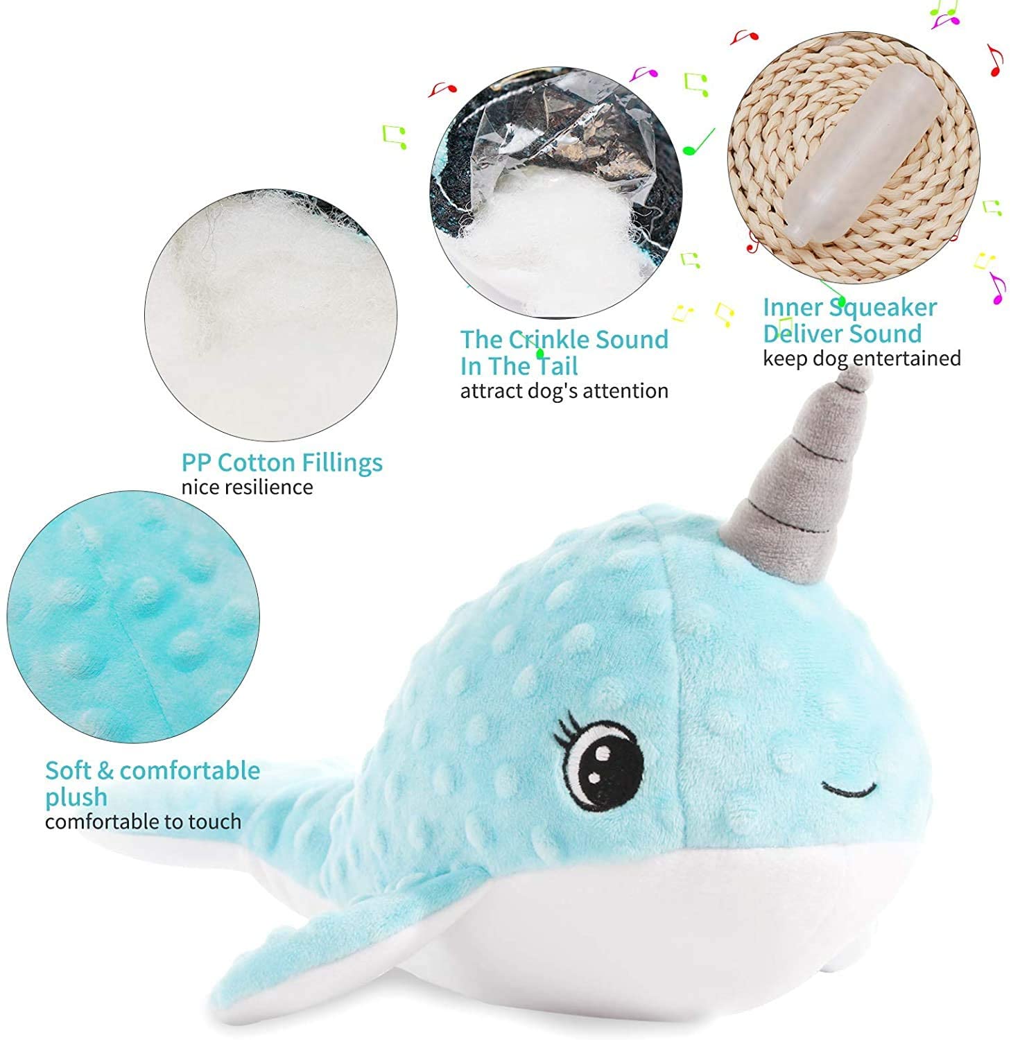 Dog Toys Squeaky Puppy Plush Animal Interactive Chew Toys with Folds and Squeaks Cute Soft Stuffed Animal Toys Suitable for Dog