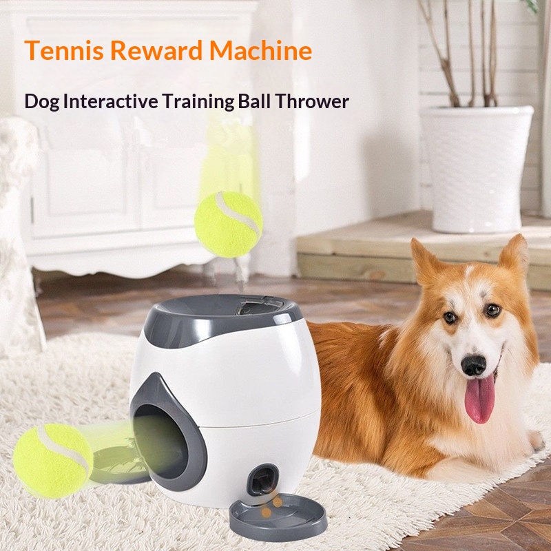 Cross-border MJ55 Dog Chew Toy Interactive Training Reward Machine with Food Leakage and Tennis Ball Feeder &amp; Throwing Function