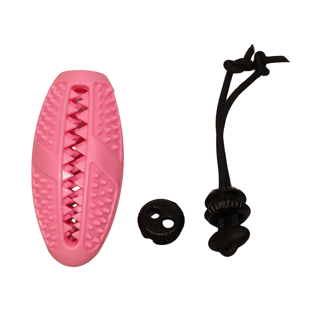 Factory Direct Custom TPR Rugby Dog Toy Durable Interactive Treat Dispensing Chew Toy with Rope OEM/ODM Pet Enrichment Supplies