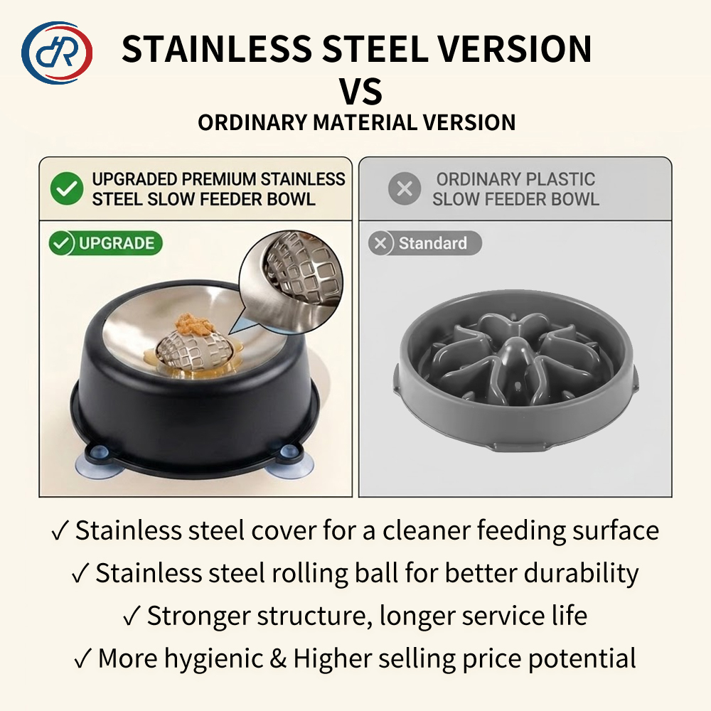 SIMITIPET Large Size Slow Eating Pet Bowls &amp; Feeders Stainless Steel Dog Liquid Lick Bowl Non-slip Slow Feeder Dog Lick Toy Bowl