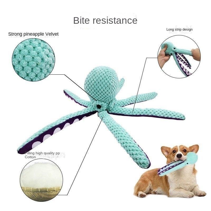 Eco-Friendly Luxury Classic Cartoon Lifelike Octopus Dog Toys Large Squeaky Plush for Small Medium Large Dogs Training Reward