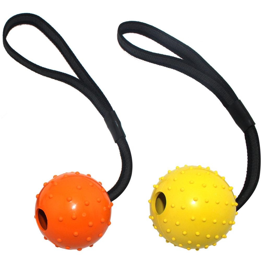2025 Bite-resistant Interactive Toy Pet Reward Fetch Play K9 Training Tug of War Rubber Prickly Ball With Rope