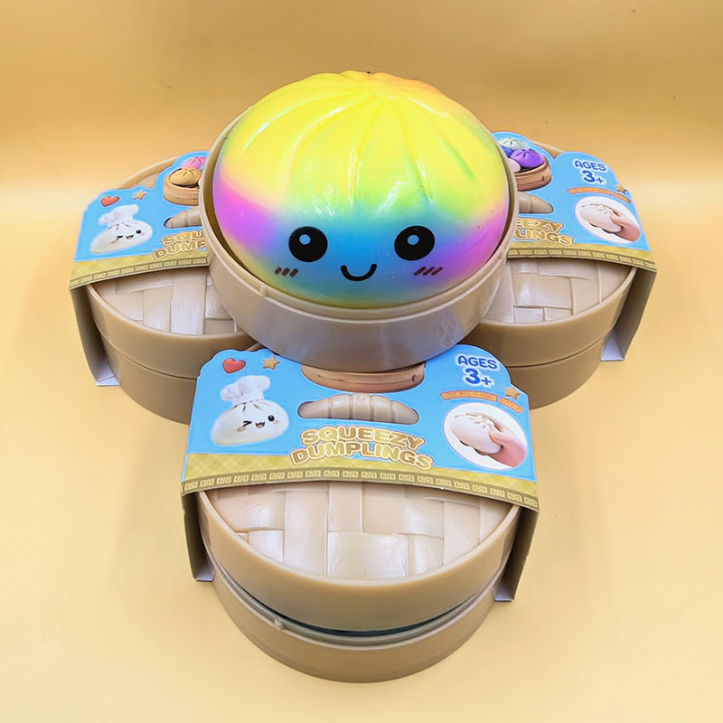 Steamed Bun TPR Squeeze Toy Portable Soft Non-Stick Squeezing Bouncing Fun Stress-Relief Food Toy