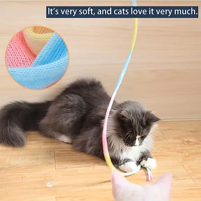 Cat Training Interactive Rainbow Wand Toys Pet Teaser Stick Cat Teaser Wand
