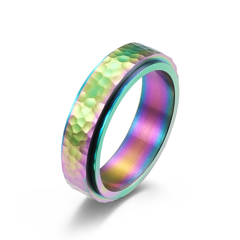 Hot Selling Stainless Steel Spinning Anxiety Fidget Ring Wholesale Anti Stress Rotate Finger Band Custom Logo Waterproof Jewelry