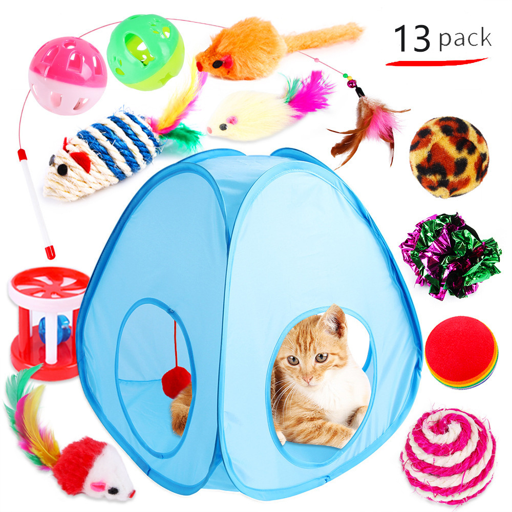 13-Piece Multi-Combination Cat Toy Set Pet Cat Channel Tree Scratcher Toy