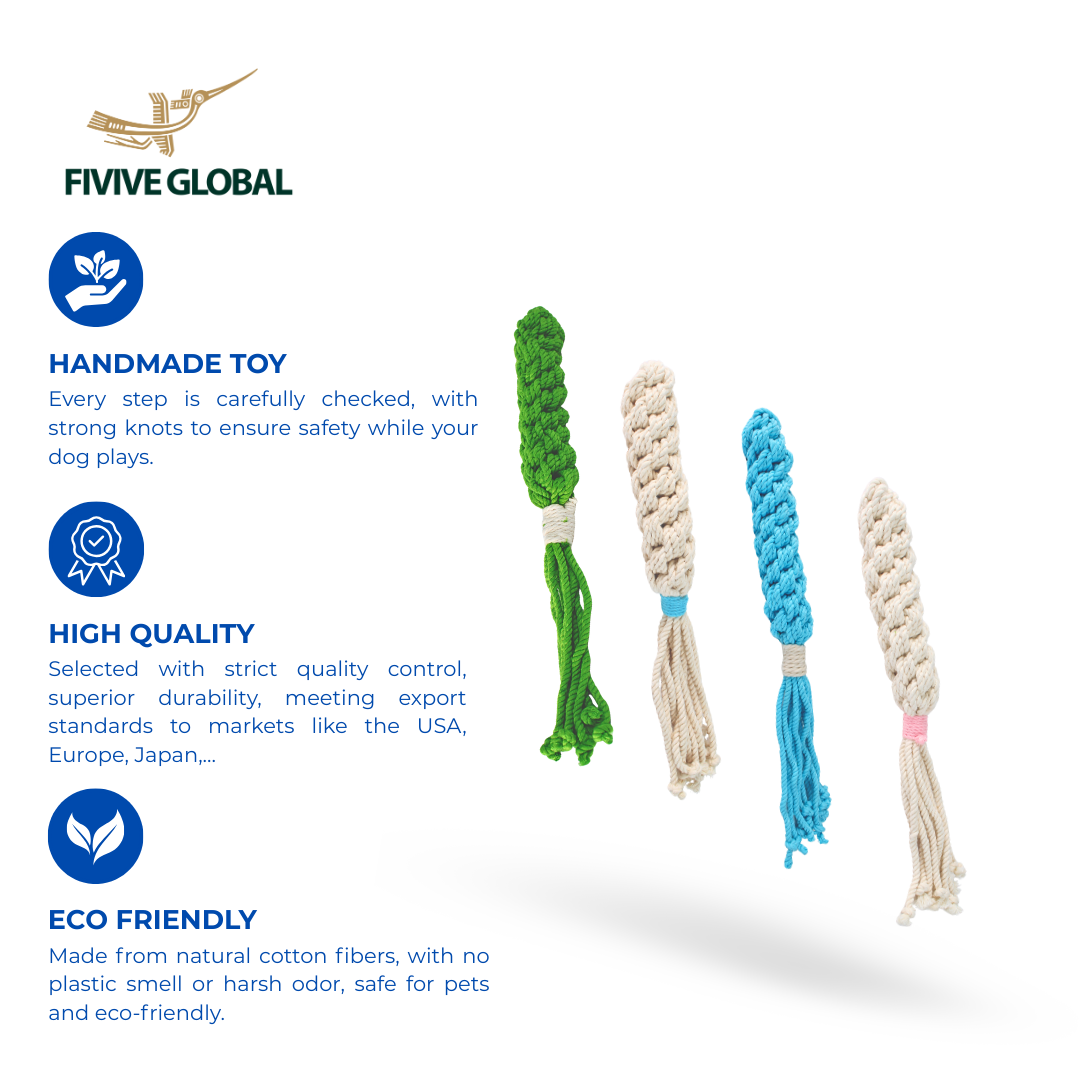 Eco-Friendly Braided Cotton Dog Toy With Tassels, Designed For Sensory Stimulation And Repetitive Tug Games, ODM