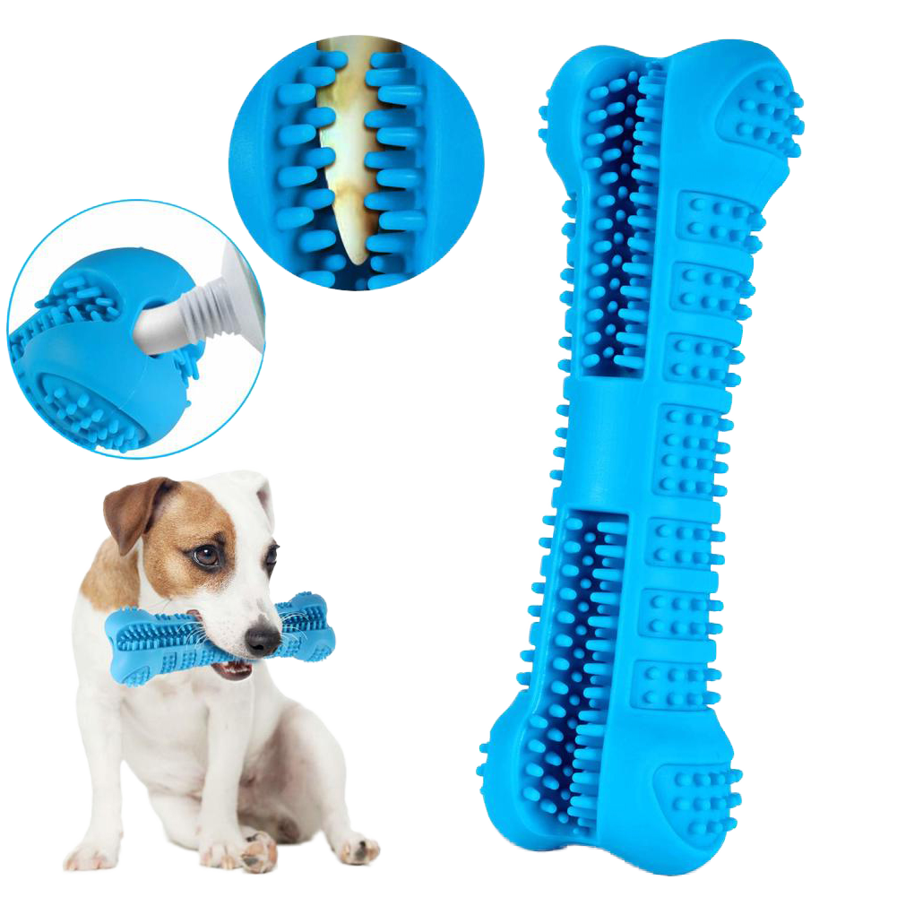 Dog Toothbrush Chew Stick Natural Rubber Interactive Dental Care Toy Bite Resistant Teeth Cleaning Bone Durable All Breeds