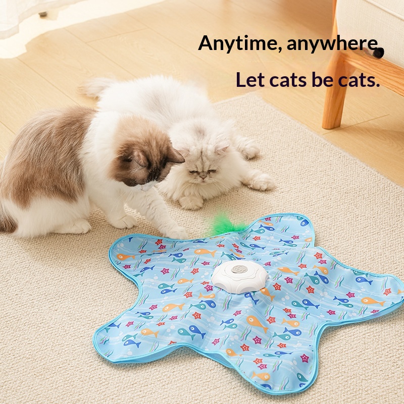 NCIPET Sport Simple 2-in-1 Hide Seek Game Cat Toy with Concealed Feathers Motion Activated Exercise Catching Toy